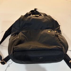 Black Pacsafe Citysafe CX anti-theft backpack.